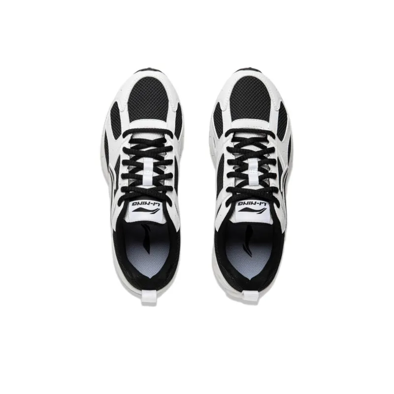 LiNing Cushioning Slip Resistant Abrasion Resistant Breathable Low Top Running Shoes Women's White Black-3