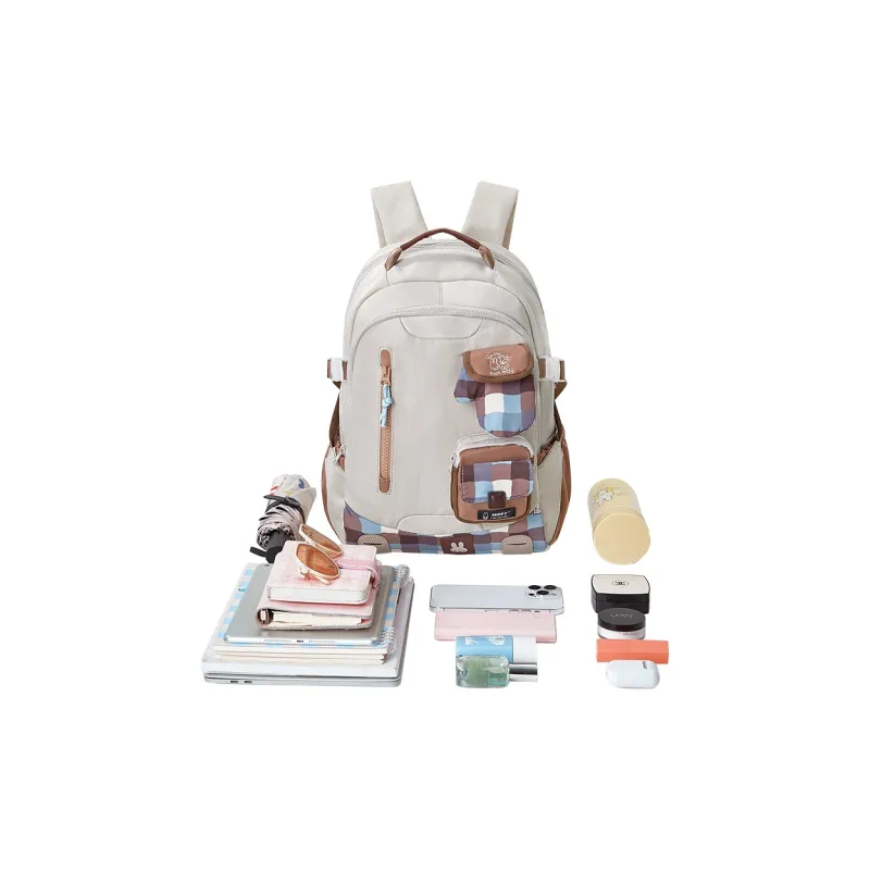 Miffy Fabric Backpack Women's Khaki/Pink-4