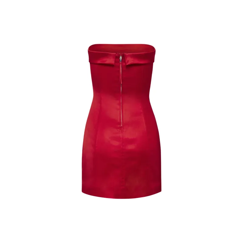 ARITZIA Ten Shimmer Satin Tube Dress Sleeveless Dress Women's Flashing Red-1