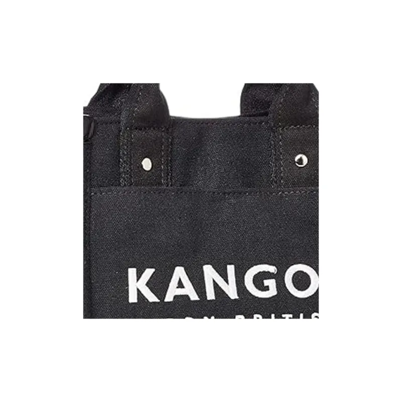 KANGOL Cotton Canvas Tote Bag Shopping Bag Portable Crossbody Canvas Bag Shoulder Bag Small Size Unisex Black-4