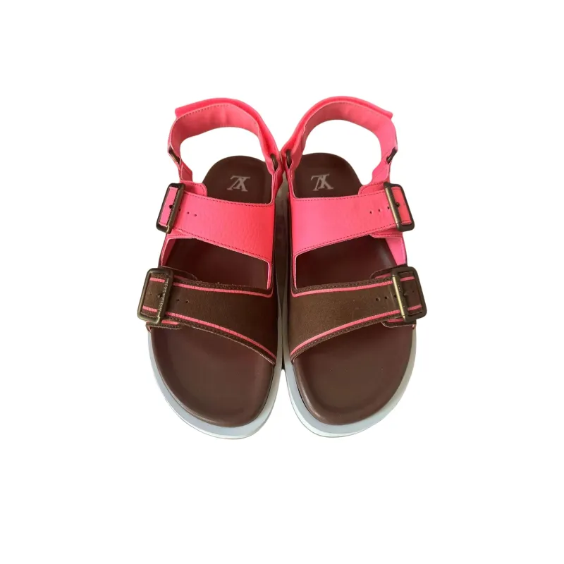 LOUIS VUITTON Trainer One Strap Sandals Men's Pink Brown-2