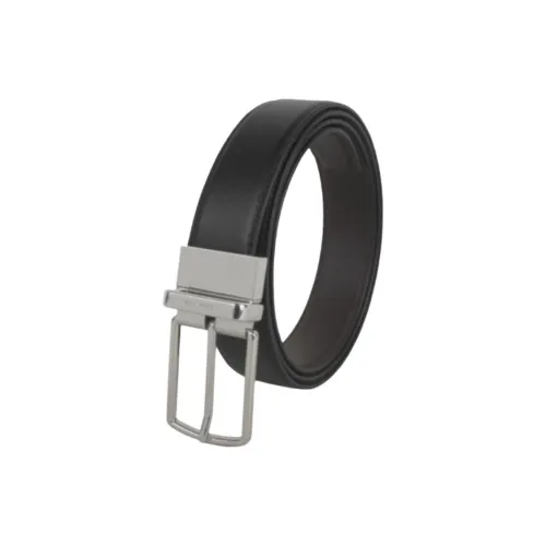 COACH Letter Print Design Leather Belts Men's Black  