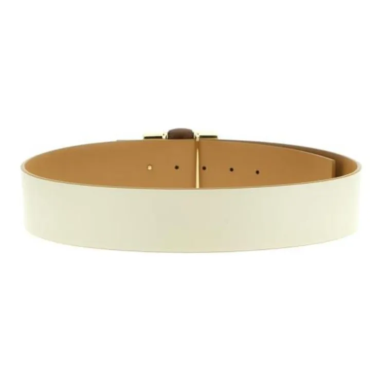 FERRAGAMO Two Tone Design Calfskin Leather Belts Women's Yellow Width 5CM-1