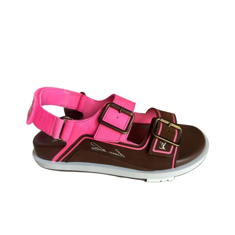LOUIS VUITTON Trainer One Strap Sandals Men's Pink Brown-1