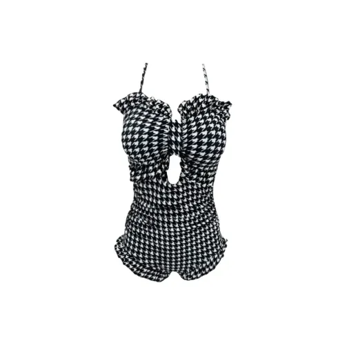 Youyou Two-Piece Swimsuits Women's Black Houndstooth