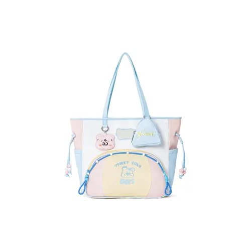 Sound For Life Fabric Tote Handbag, Shoulder Bag Large Size Women's Multicolor