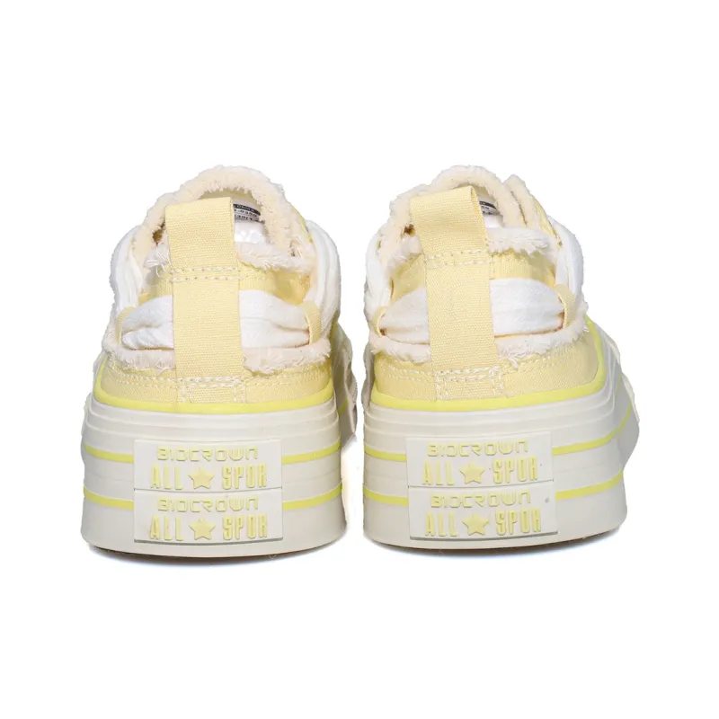 B10CROWN Anti Slip Wear Resistant Breathable Lightweight Low Top Canvas Shoes Women's Mandarin Yellow-5