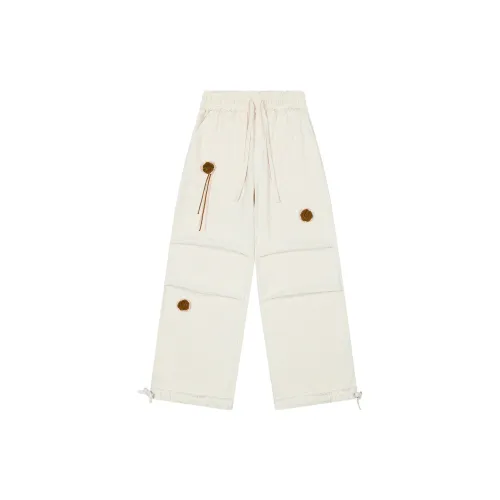 MostwantedLab Vintage Flower Casual Pants Unisex Off White