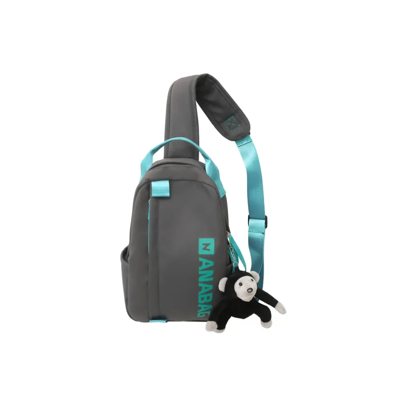 Rainbow Girl Nylon Sling Bag Unisex Ecru/Blue/Gray/Black-8