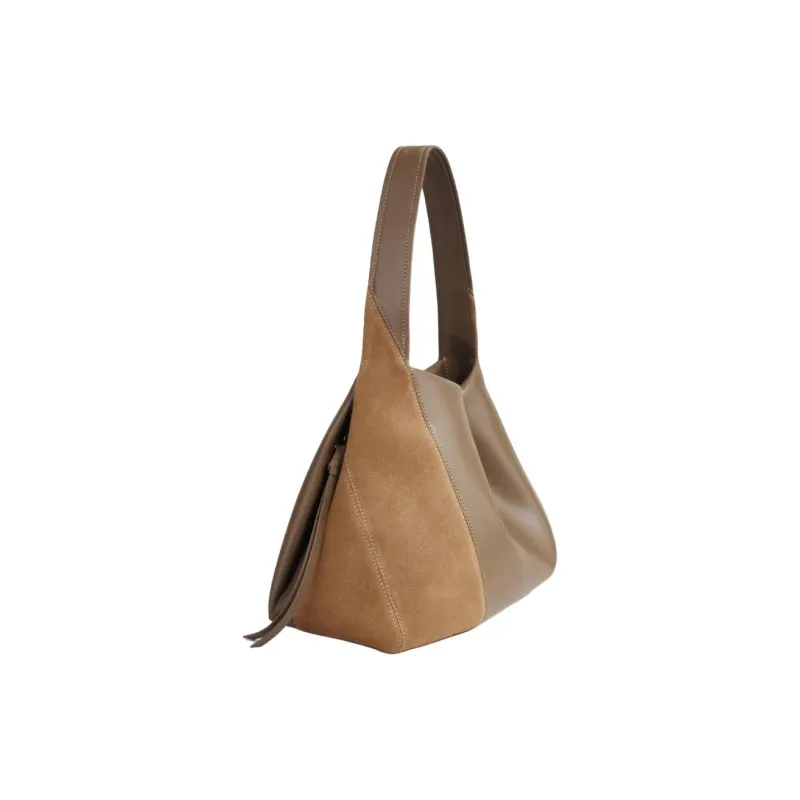 YOCAMU Cow Leather Tote Bag Shopping Bag Handbag Shoulder Bag Large Size Women's Black & Green/Khaki-6