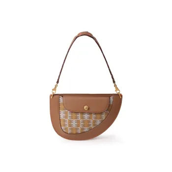 EHM Bow Moon Series Cow Leather Shoulder Bag Women's Coffee