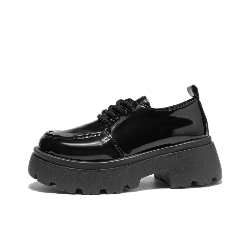 Komanic Ballet Flats Casual Single Shoes Medium Heel Women's Black-3