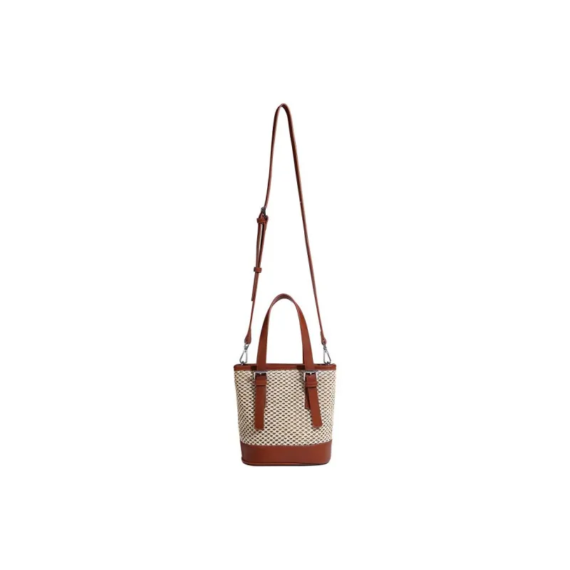 H YXIANG Straw Woven PU Shoulder Bag Regular Women's Beige-1
