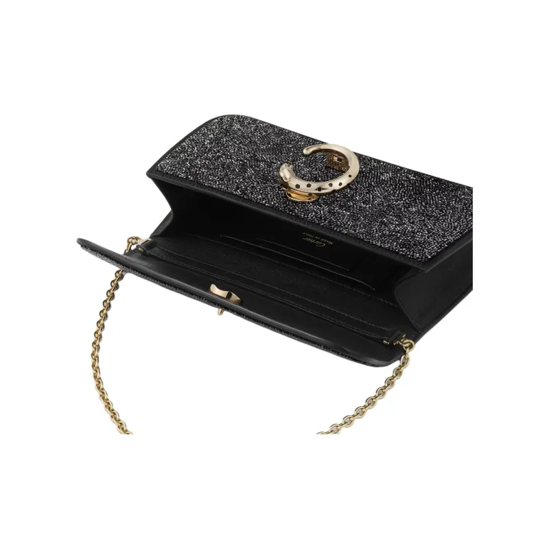 CARTIER Panthère De Cartier Non Woven Fabric Shoulder Bag, Crossbody Bag Mini Women's Black-2