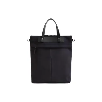 ZARA Cotton With Cow Leather Tote Bag Shopping Bag Handbag Regular Men's Blue