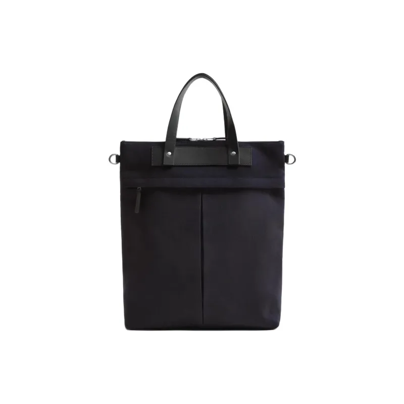 ZARA Cotton With Cow Leather Tote Bag Shopping Bag Handbag Regular Men's Blue-0