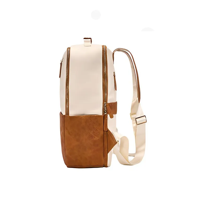TTaG．baG Leather Backpack Regular Unisex White Brown-2