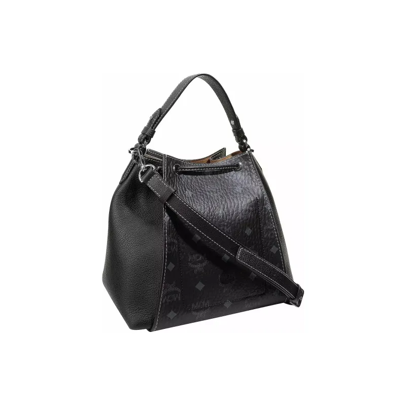 MCM Leather Bucket Bag, Shoulder Bag, Crossbody Bag, Handbag Women's Black-2