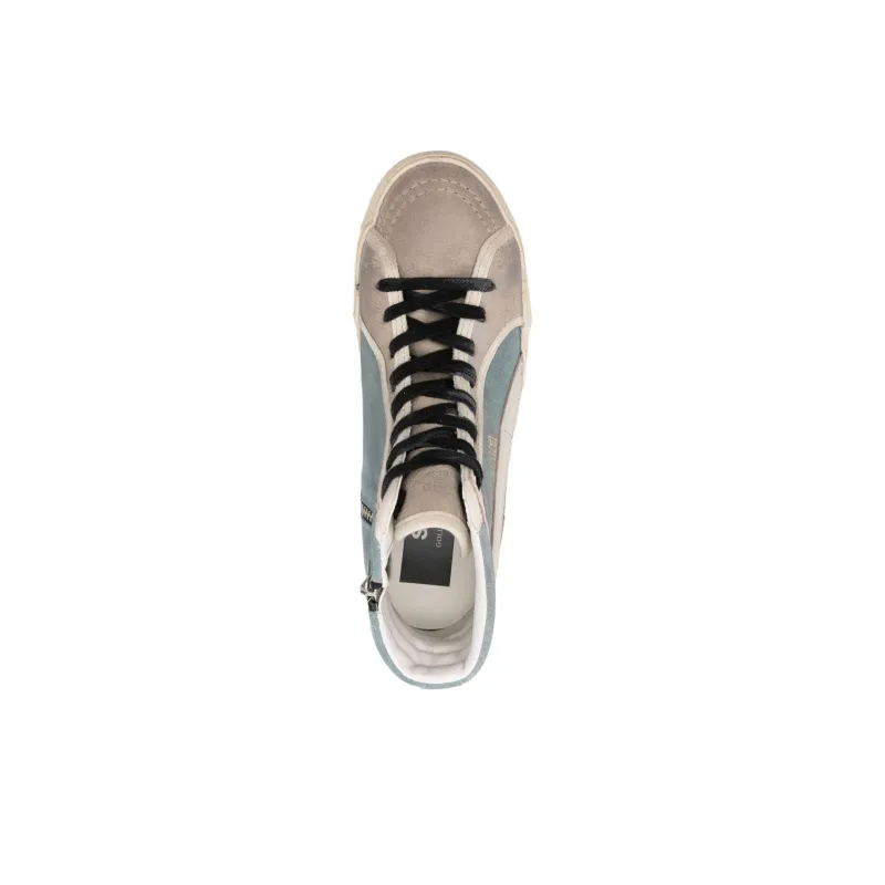 Golden Goose High Top Skateboard Shoes Women's Blue-4