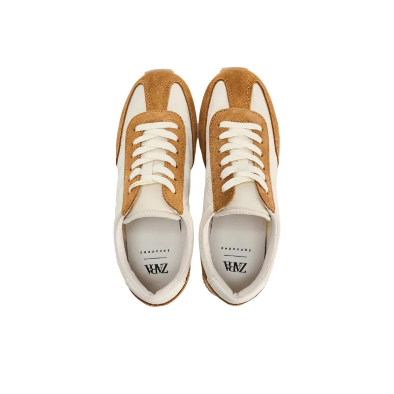 ZARA Low Top Casual Shoes Women's Brown Yellow-4