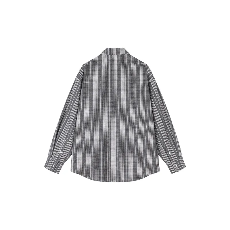 MATCHA STORY College Series Shirt Unisex Gray Plaid-1