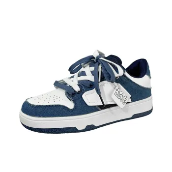 Peter Pan Slip-Resistant Cushioning Wear-Resistant Low-Top Skateboard Shoes Men's White Blue