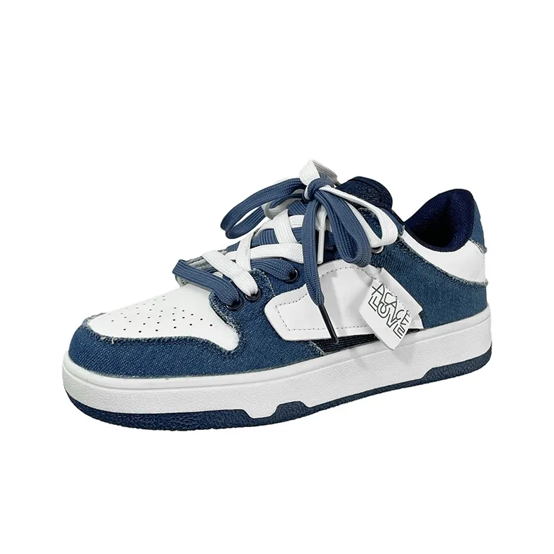 Peter Pan Slip-Resistant Cushioning Wear-Resistant Low-Top Skateboard Shoes Men's White Blue-0