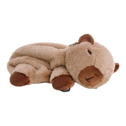 Holding bamboo Backpacks Capybara Plush Plush Pouch - Brown