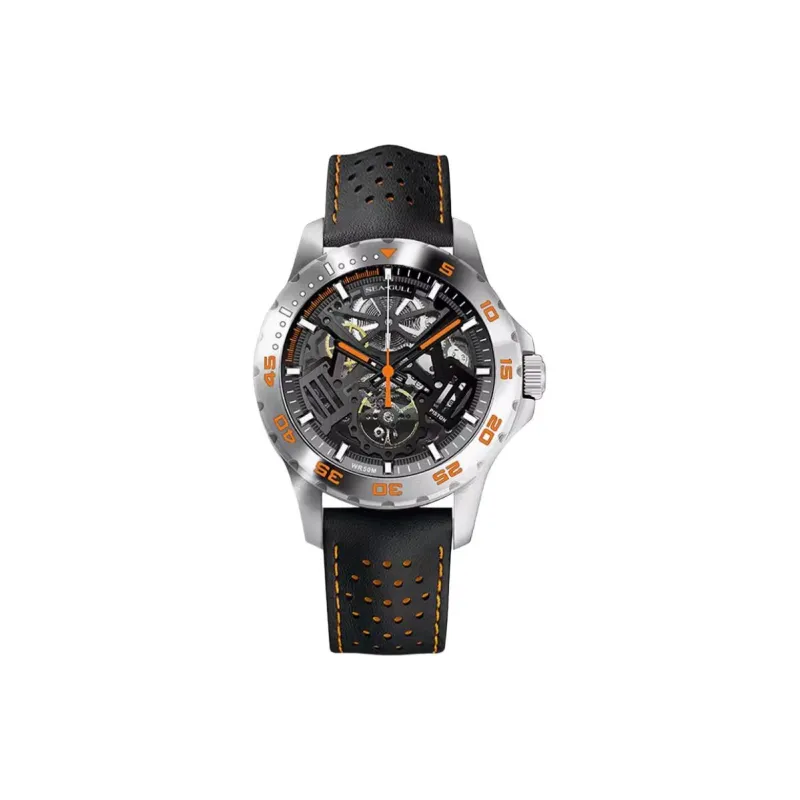 Sea Gull Street Fighter Collection Automatic Mechanical Movement Leather Strap Watch Men's Watches Cut Out Dial-3
