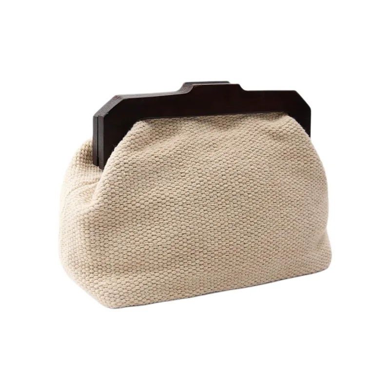 ZARA Cotton Clutch Small Size Women's Raw White-2