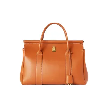 Loro Piana Smooth Calf Leather Handbag Women's Warm Brown Tan