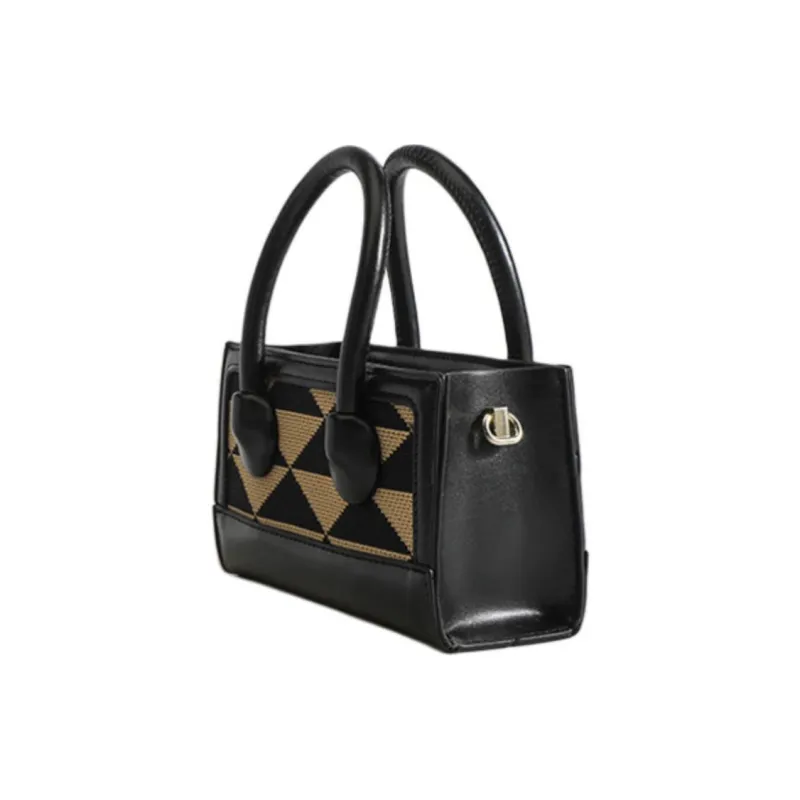 TTaG．baG PU Shoulder Bag Regular Women's Triangular Pattern/Pink Stone Pattern/Black Stone Pattern-3