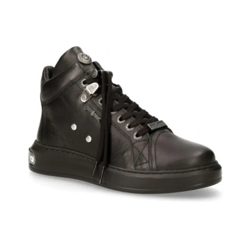 NEW ROCK High-Top Skateboard Shoes Women's Black-2