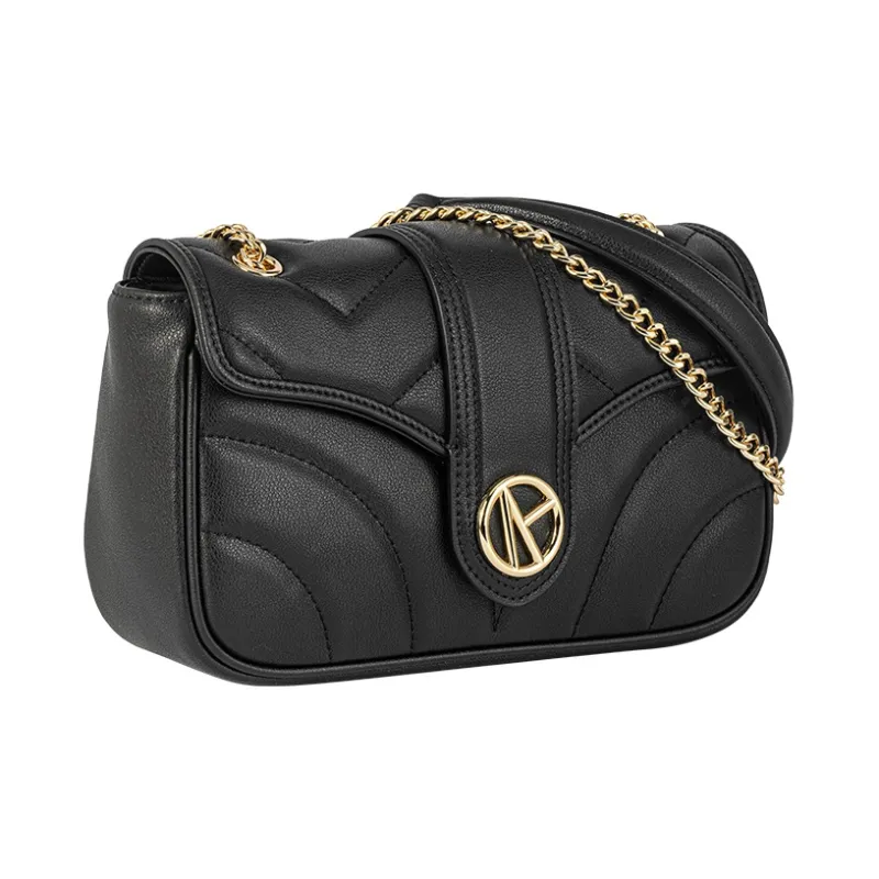 VANESSA HOGAN Brand Twill Design Niche Chain Small Square Bag Women's Ecru/Black-8