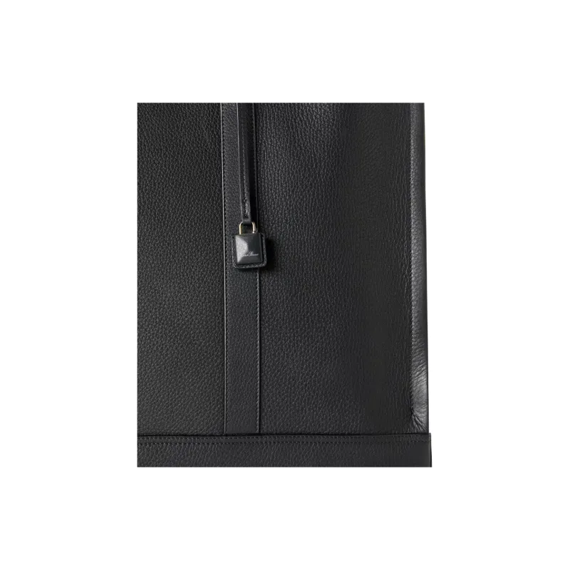 Loro Piana Cow Leather Tote Bag, Shopping Bag, Handbag Small Size Women's Black & Gunmetal Copper-4