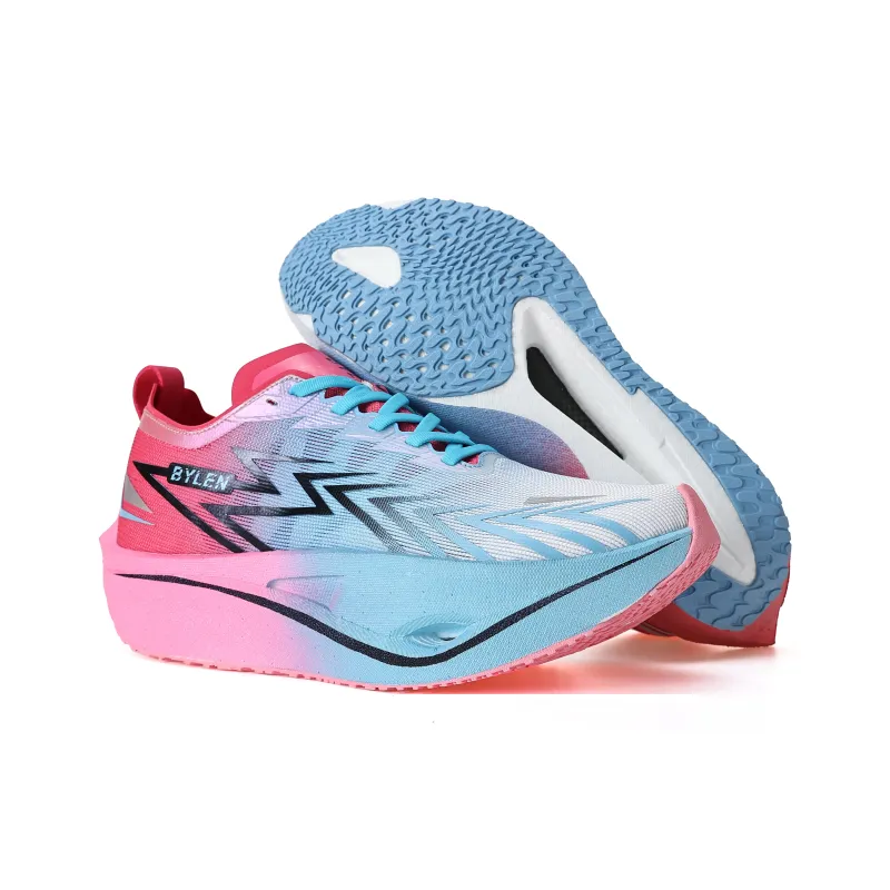 BYLEN Cushioning Rebound Impact-Resistant Breathable Low-Top Running Shoes Unisex Red And Blue Knight-1