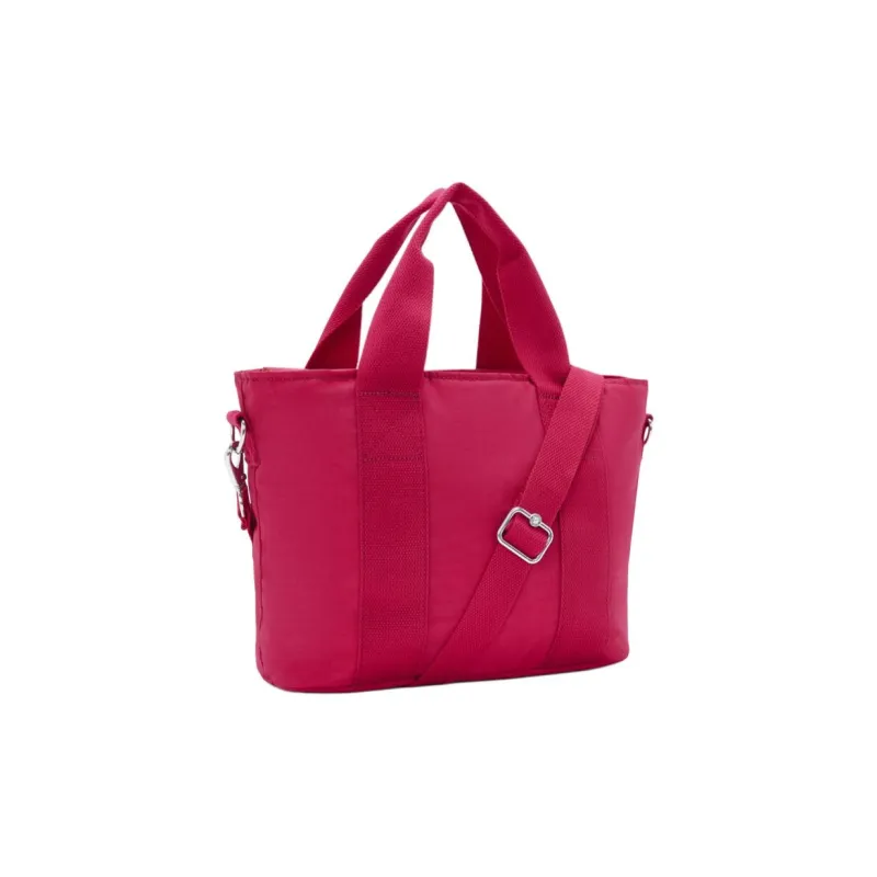 Kipling Recycled Polyamide Tote Bag, Shopping Bag, Shoulder Bag, Crossbody Bag, Handbag Medium Size Women's Rose Red-2
