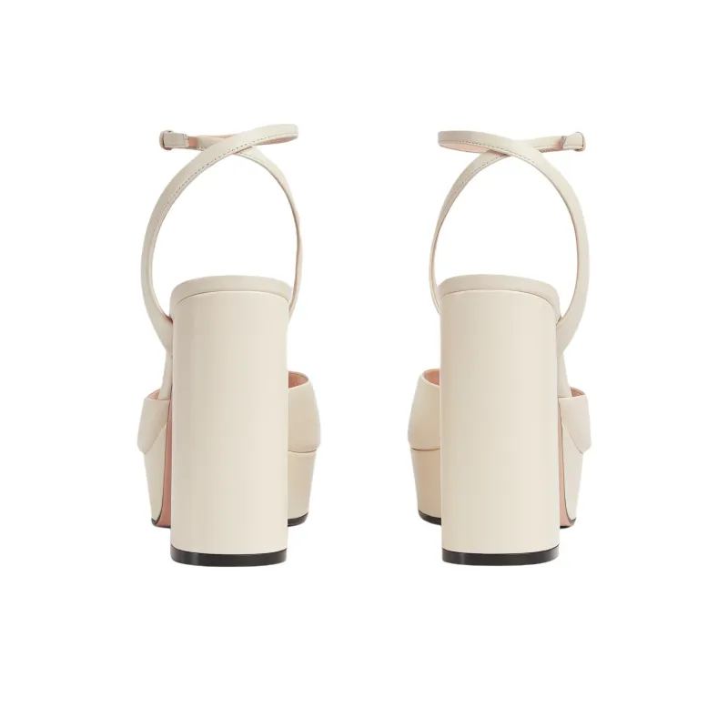 GUCCI Horsebit Strap Sandals 11.5cm Women's Ecru-4
