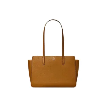 TORY BURCH Leather Tote Bag Shopping Bag Handbag Women's Small Bar Brown