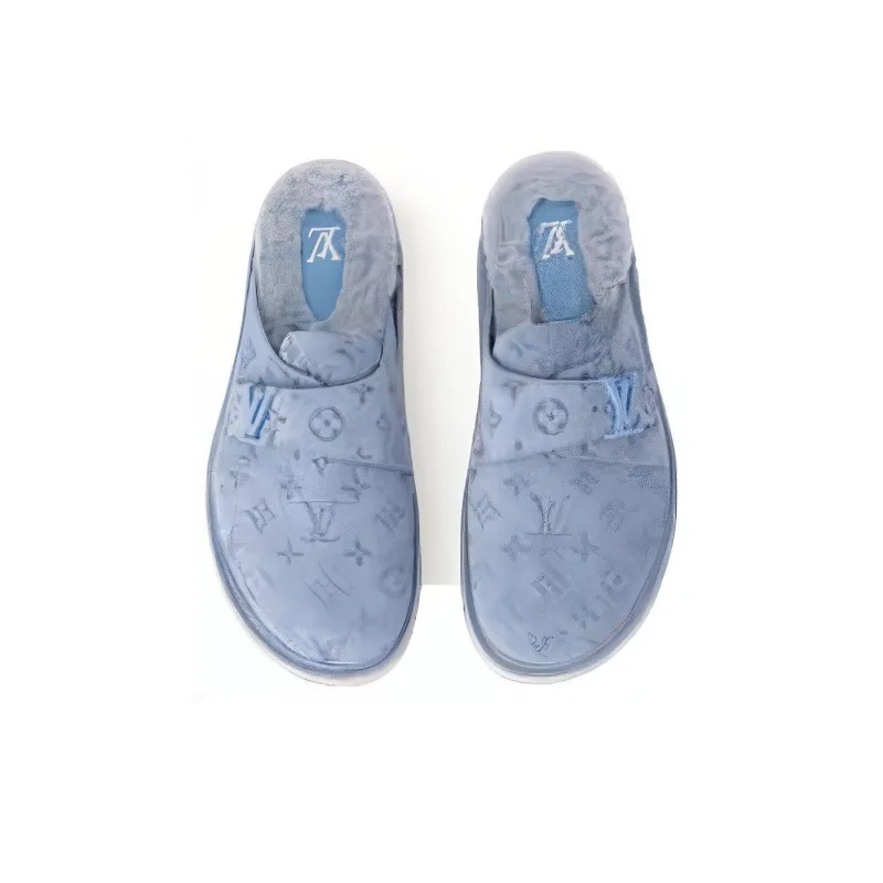 LOUIS VUITTON Easy Rubber Sole Odor Resistant Closed Toe Slippers Men's Blue-4