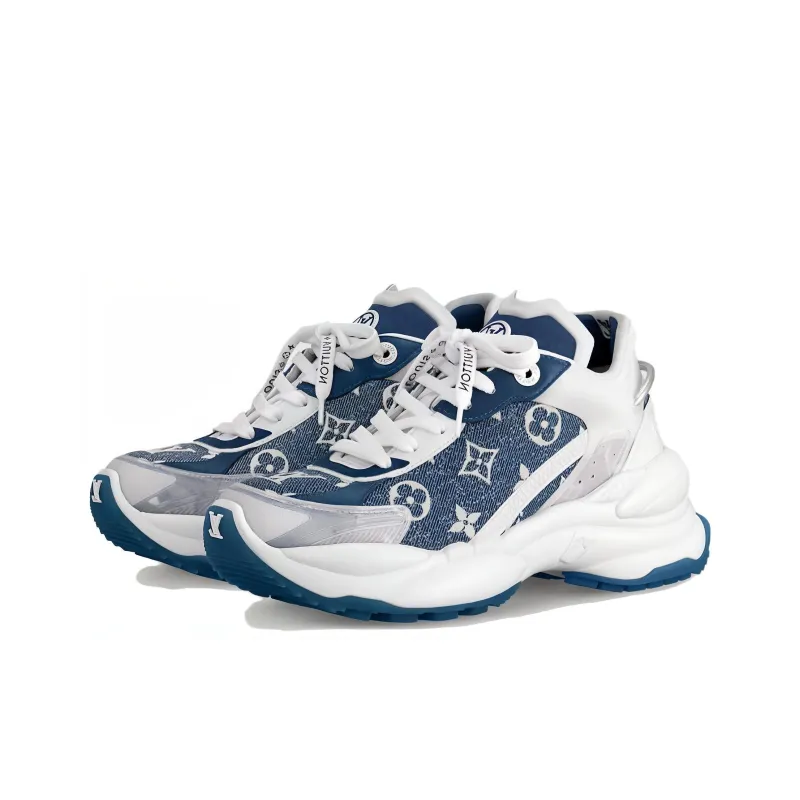 LOUIS VUITTON Run 55 Sneakers 'Denim Monogram With Grey White' Women's-2