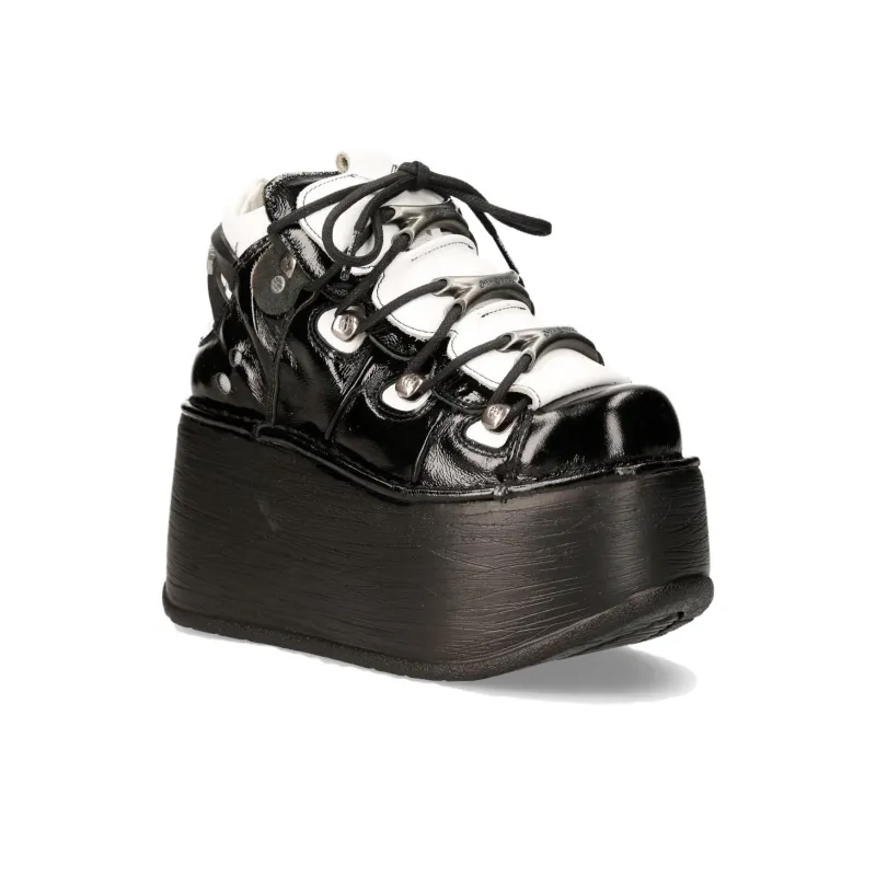 NEW ROCK Low-Top Casual Shoes Women's Black White-3