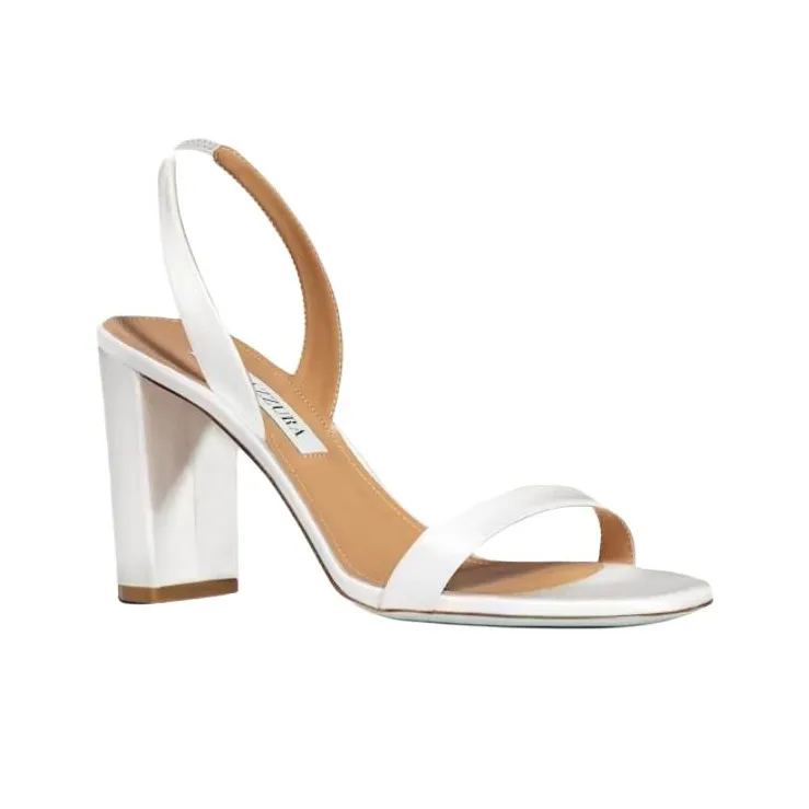 AQUAZZURA So Nude Block Strap Sandals 8.5cm Women's White-2