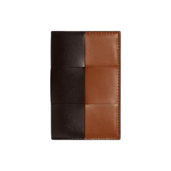 Bottega Veneta CASSETTEFLAP Calfskin Card Holder Men's Soft Candy Color With Wood Accents