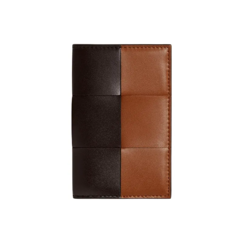 Bottega Veneta CASSETTEFLAP Calfskin Card Holder Men's Soft Candy Color With Wood Accents-0