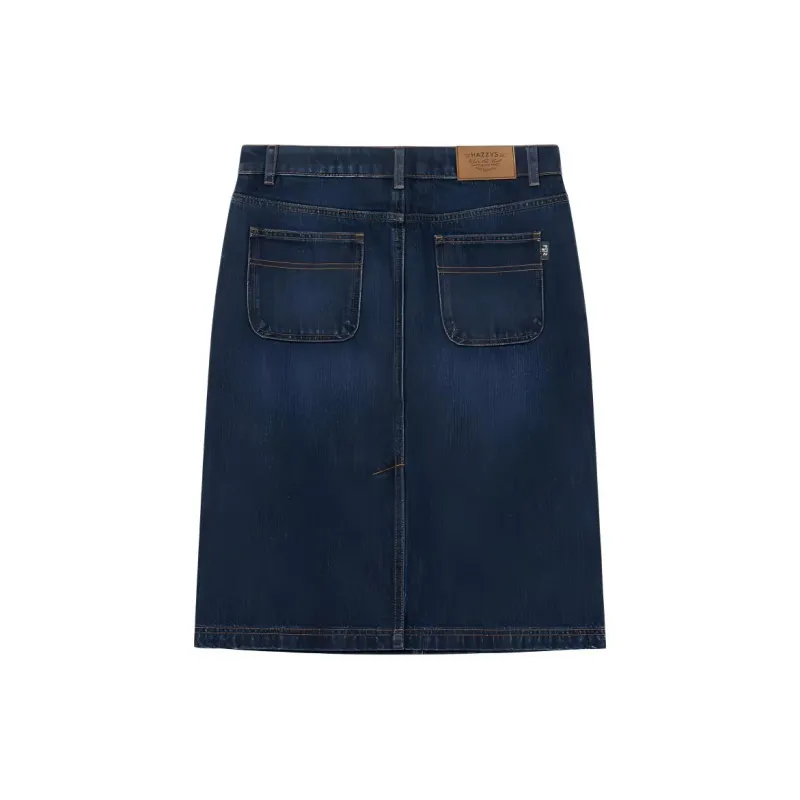 HAZZYS Denim Long Skirts Women's Navy Blue-1