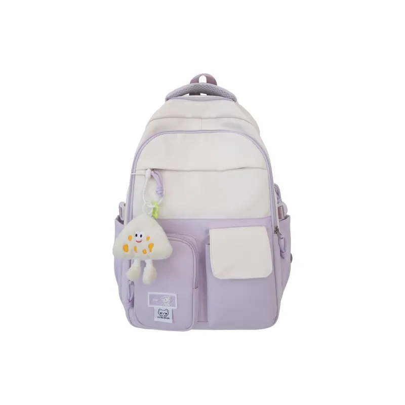 Travel Nylon Backpack Regular Women's Black/Pink/Light Blue/Light Purple/Orange-5