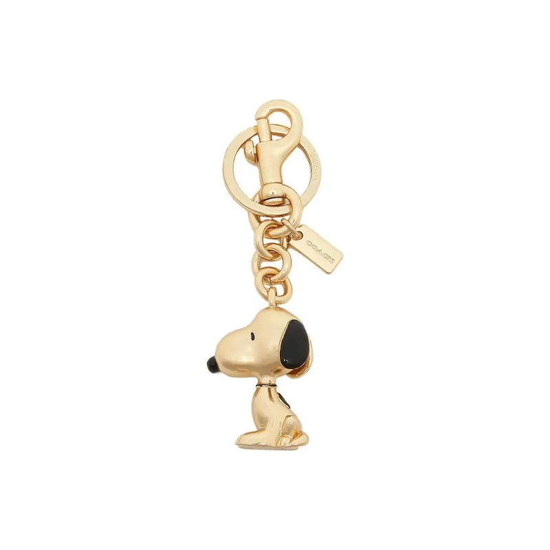 COACH SNOOPY X Peanuts Collaboration Metal Plated Bag Charm Bag Merch Women's Gold-0