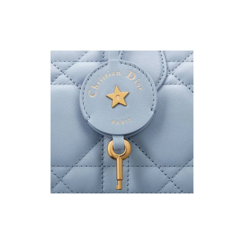 DIOR Calfskin Crossbody Handbag, Shoulder Bag Women's Light Blue-5