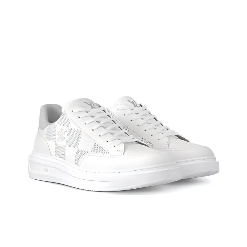 LOUIS VUITTON Beverly Hills Low Top Skateboard Shoes Men's White Gray-2
